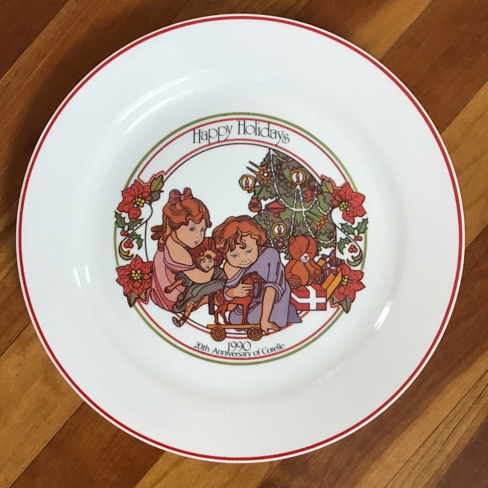 Corelle Vintage 1990 Christmas Plate Limited Edition Anniversary Corning Glass